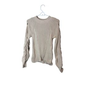 525 Sweater Womens‎ Small White Cable Knit Crewneck Pullover Cotton Long Sleeve